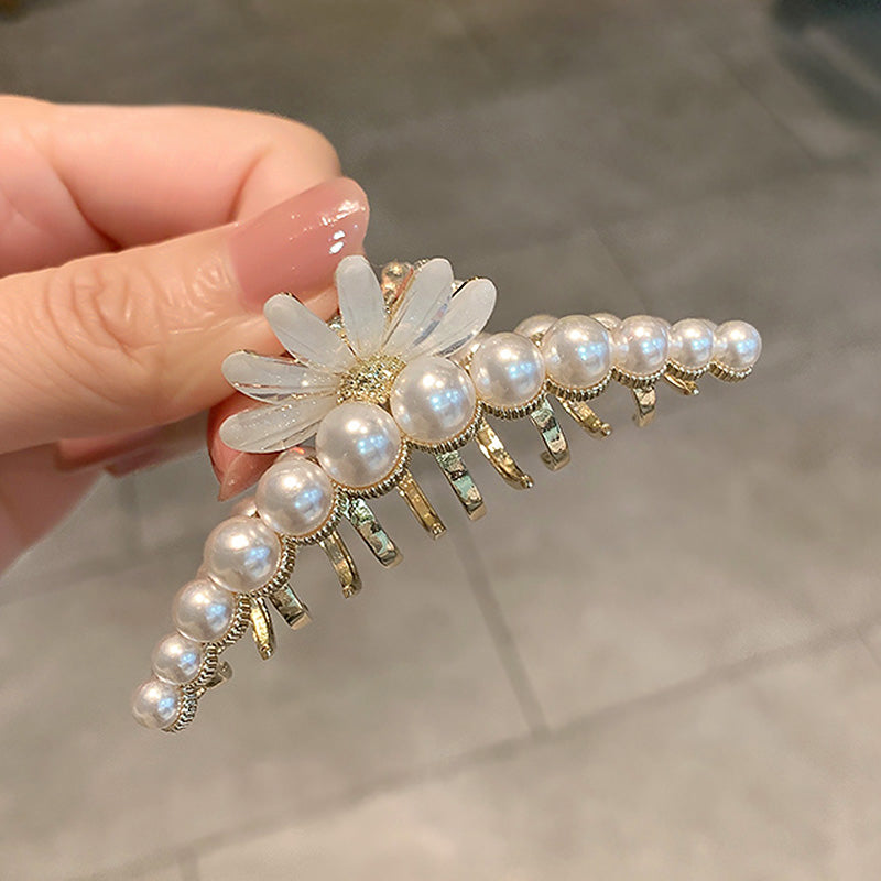 Cat's Eye Stone Flower Pearl Hair Clip