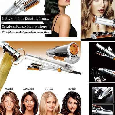 2 In 1 Hair Rotating Ceramic Curler And Rotating Hair Straightener,Instyler Rotating Iron