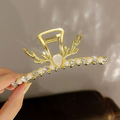 Diamond Antler Pearl Hair Clip