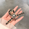 Black metal chain pearl hair clip