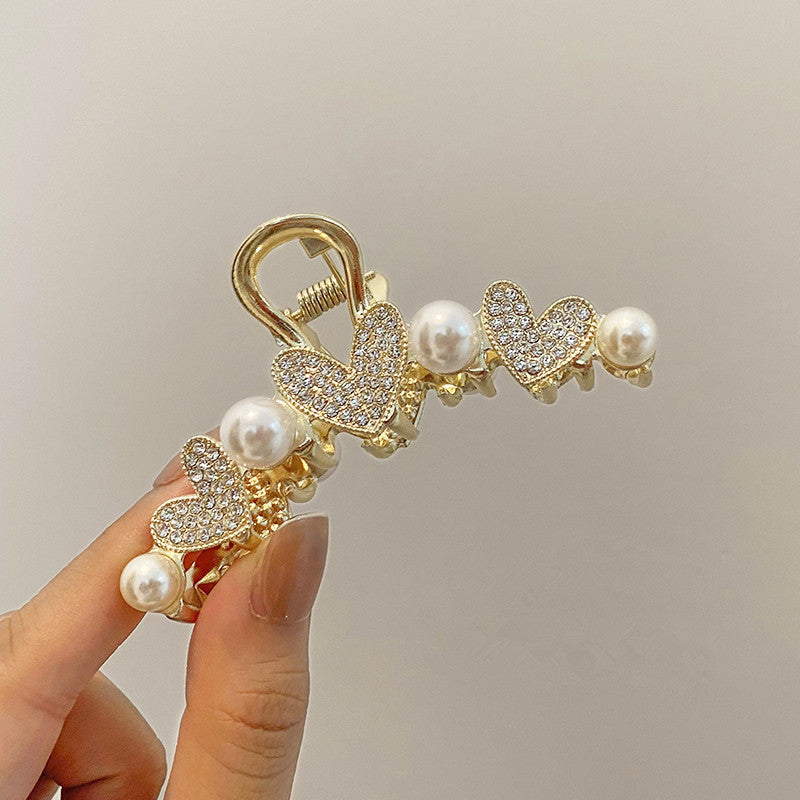 Diamond Love Pearl Hair Clip