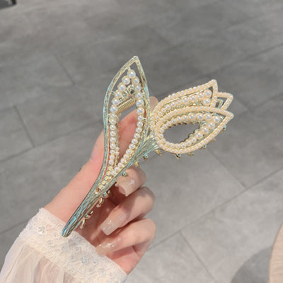 Tulip Diamond Pearl Hair Clip