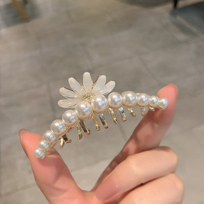 Cat's Eye Stone Flower Pearl Hair Clip