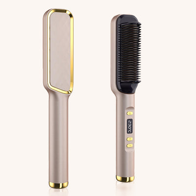 Comb-like Hair Curler And Straightener Brush