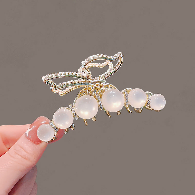 Butterfly Cat's Eye Stone Pearl Hair Clip